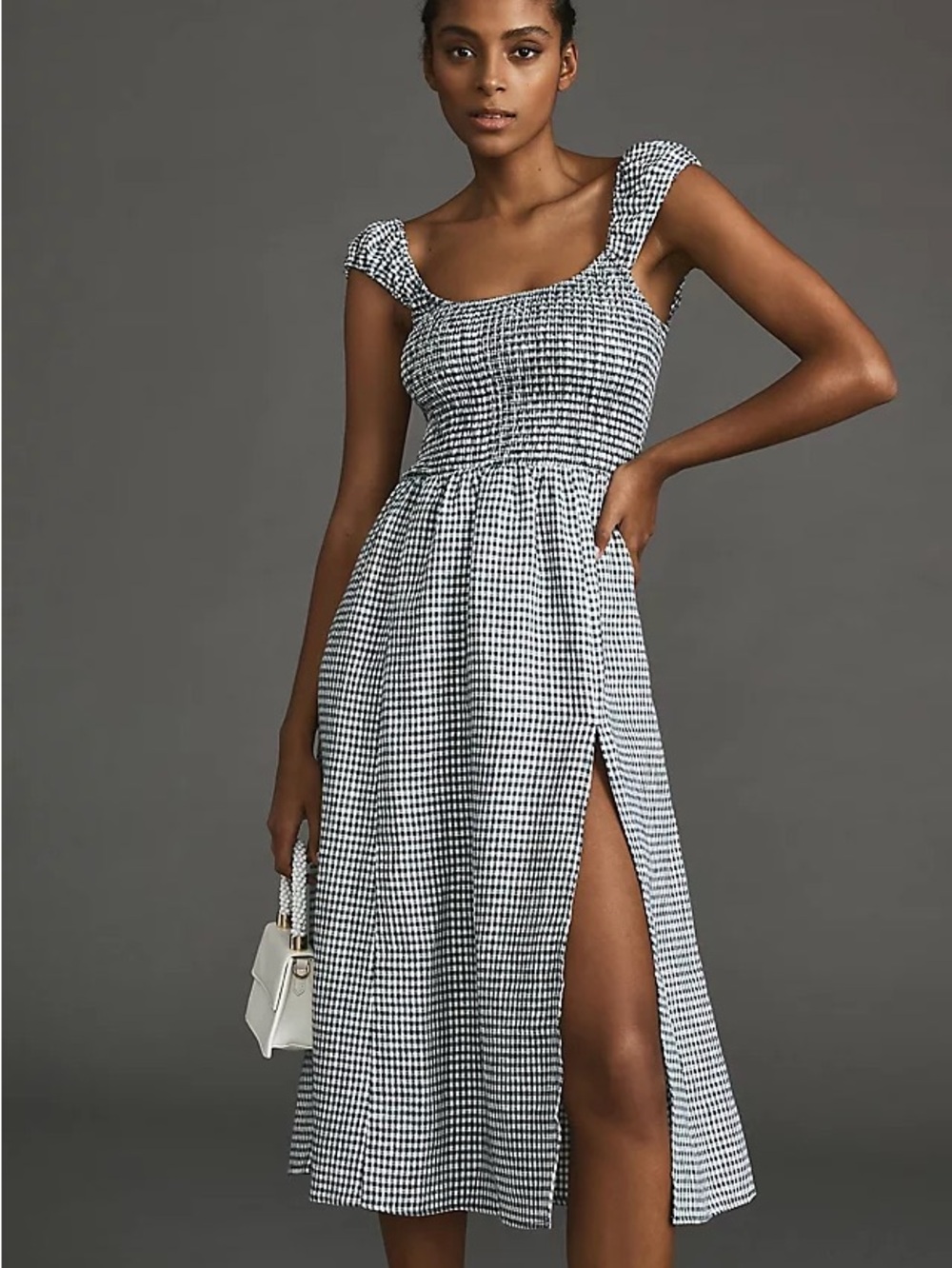 Reformation Black and White Gingham Maxi Dress